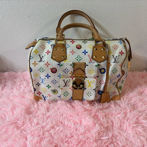 Louis Vuitton White Multicolor Satchel with Tan Accents - Picture 1 of 10